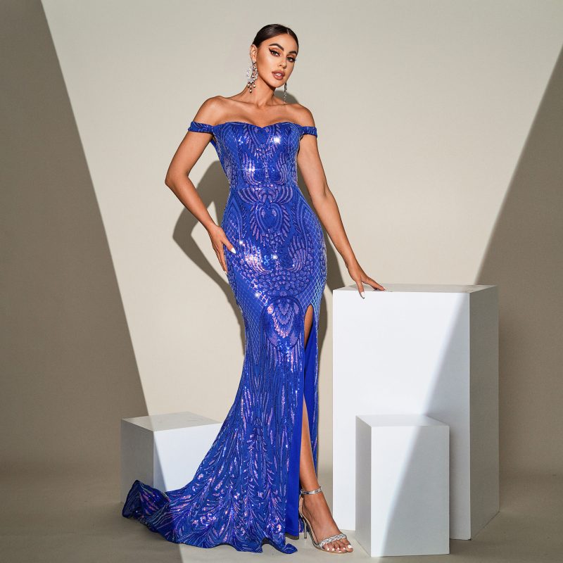 Elegant Sleeveless Sequined Split Cocktail Evening Dress - Image 4