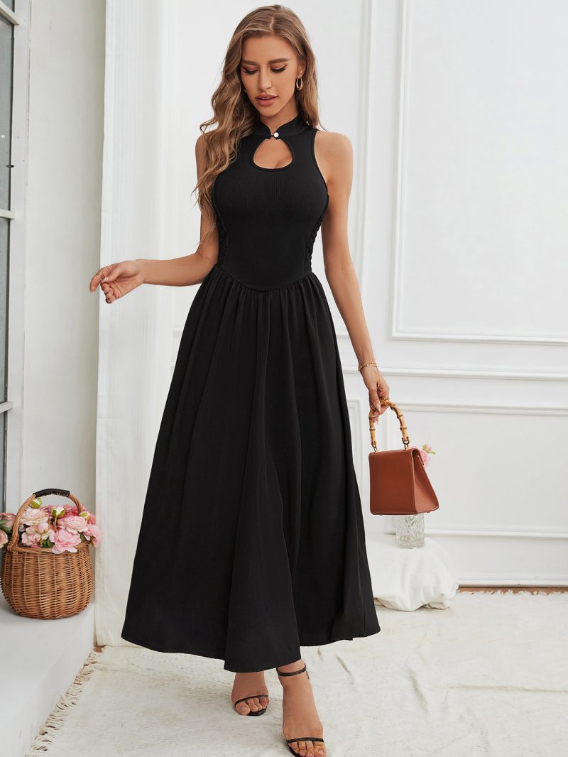 Sexy Half Turtleneck Sleeveless Buckle Chinese Dress - Image 3