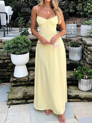 Elegant Spring A-Line Lace-Up Sling Dress