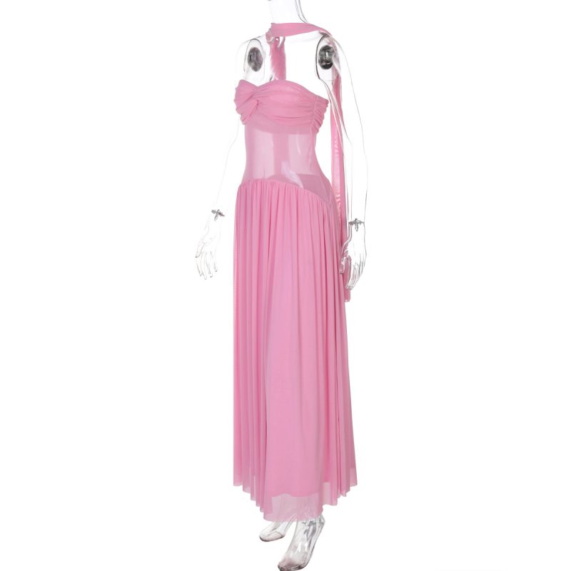 Summer Sexy Off-Shoulder Mesh Ribbon Dress - Image 3