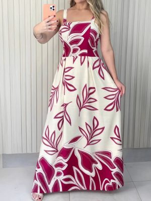 Floral Print Sleeveless A-Line Holiday Dress