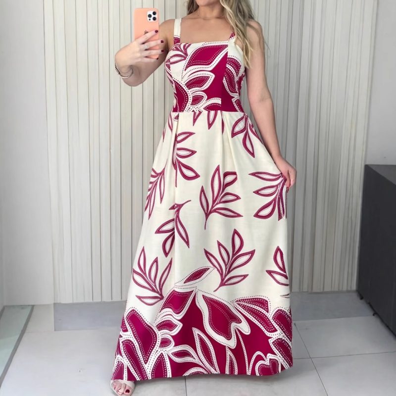 Floral Print Sleeveless A-Line Holiday Dress