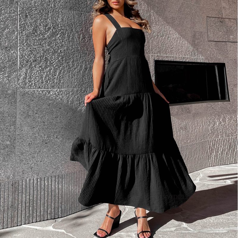 High-Grade Summer Lace-Up Bandeau Maxi Dress - Image 2