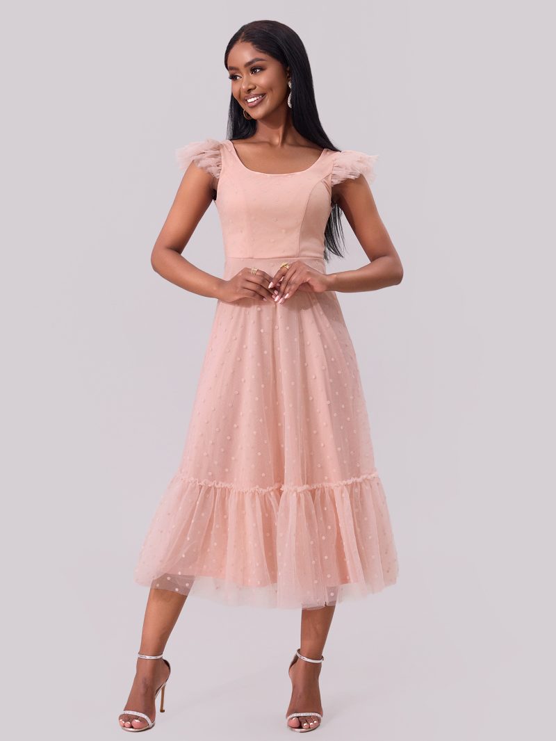 Flying Sleeve Pleated Layered Swing Dress - Image 2