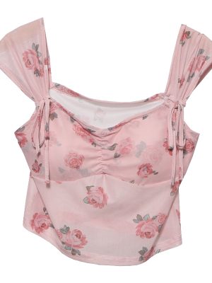 Floral Tie Neck Camisole with Chest Pad