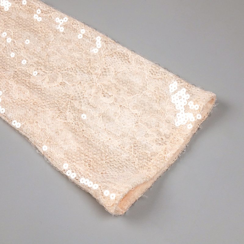 Lace Sequin Cutout Dress with Sheer Sleeves - Image 4