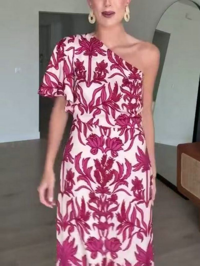 Sexy Summer One-Shoulder Printed Maxi Dress - Image 2