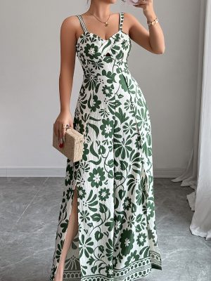 Elegant Twist Print Wide-Leg Sling Jumpsuit