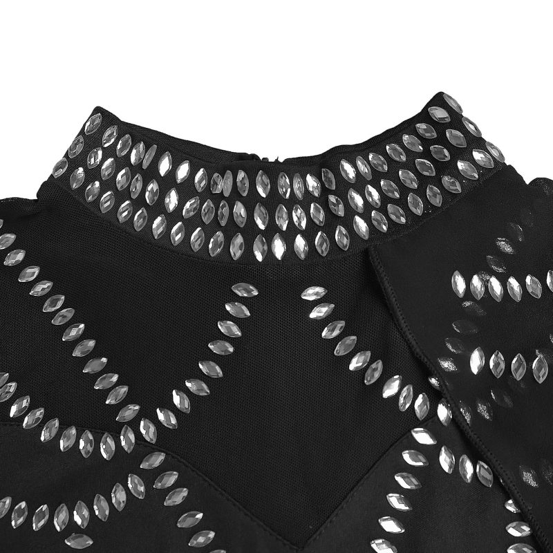 Elegant Rhinestone Shawl Dress with Slim Fit - Image 4