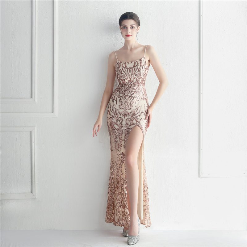 Floral Sequin Sexy Strap Tube Nightclub Dress - Image 2