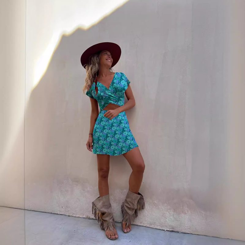 Reversible Printed Short Sleeve Summer Dress - Image 2