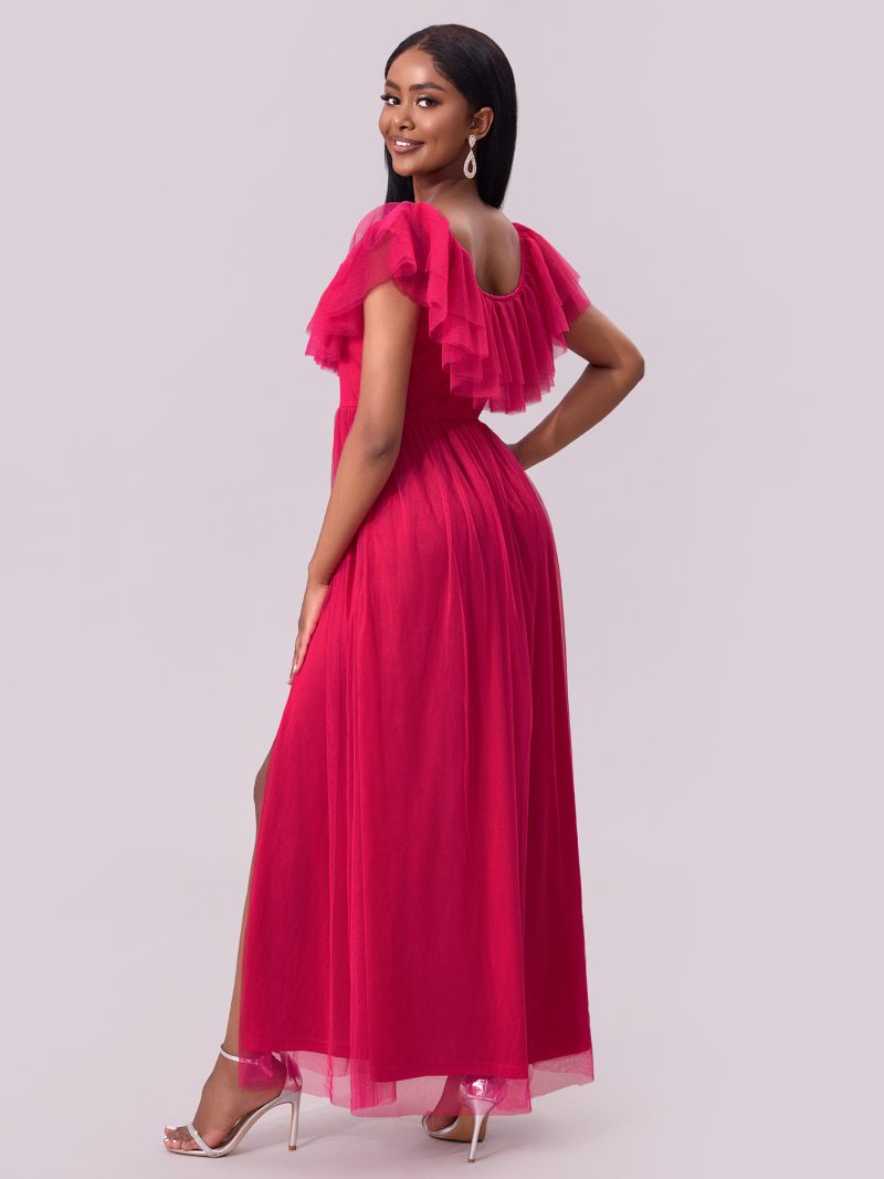 Sexy Off-Shoulder Chiffon Folding Maxi Dress - Image 3