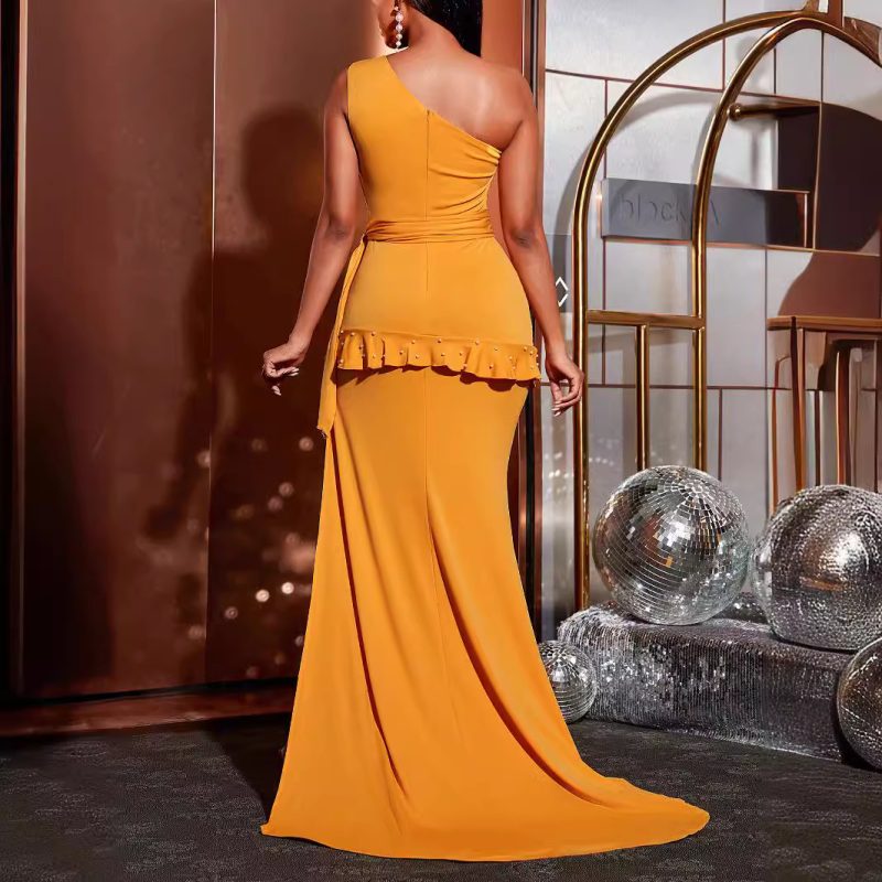 Elegant One-Shoulder Slim Fit Evening Dress - Image 2