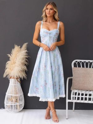 Summer Slim Spaghetti Strap Floral Lace Dress
