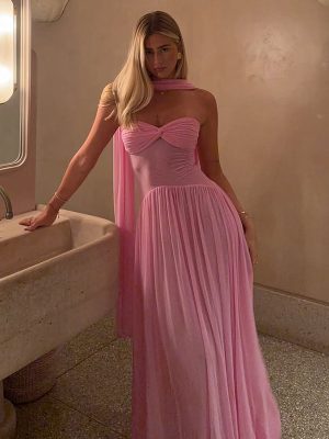 Summer Sexy Off-Shoulder Mesh Ribbon Dress