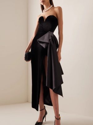 Sexy Black Tube Top Asymmetric Sleeveless Dress
