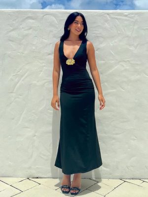 Spring Summer V-Neck Sheath Dress