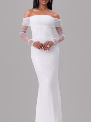 Sexy Spring Off-Shoulder Mesh Maxi Dress