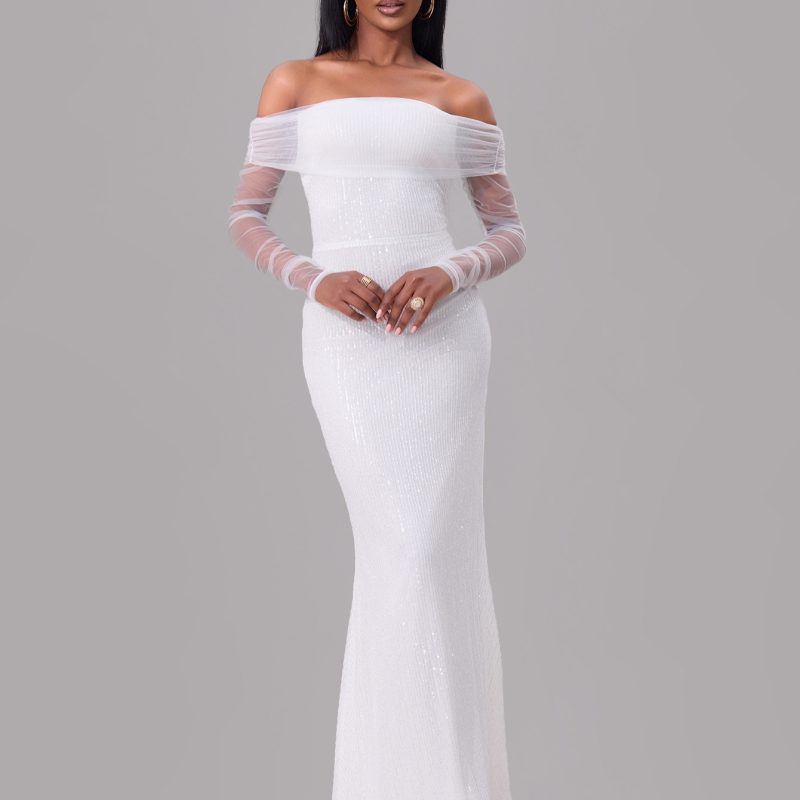 Sexy Spring Off-Shoulder Mesh Maxi Dress