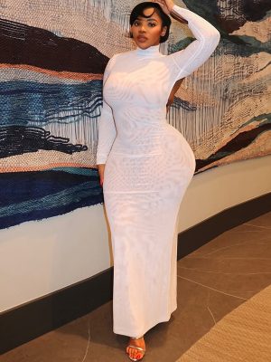 Elegant Slim Backless Stand Collar Maxi Dress