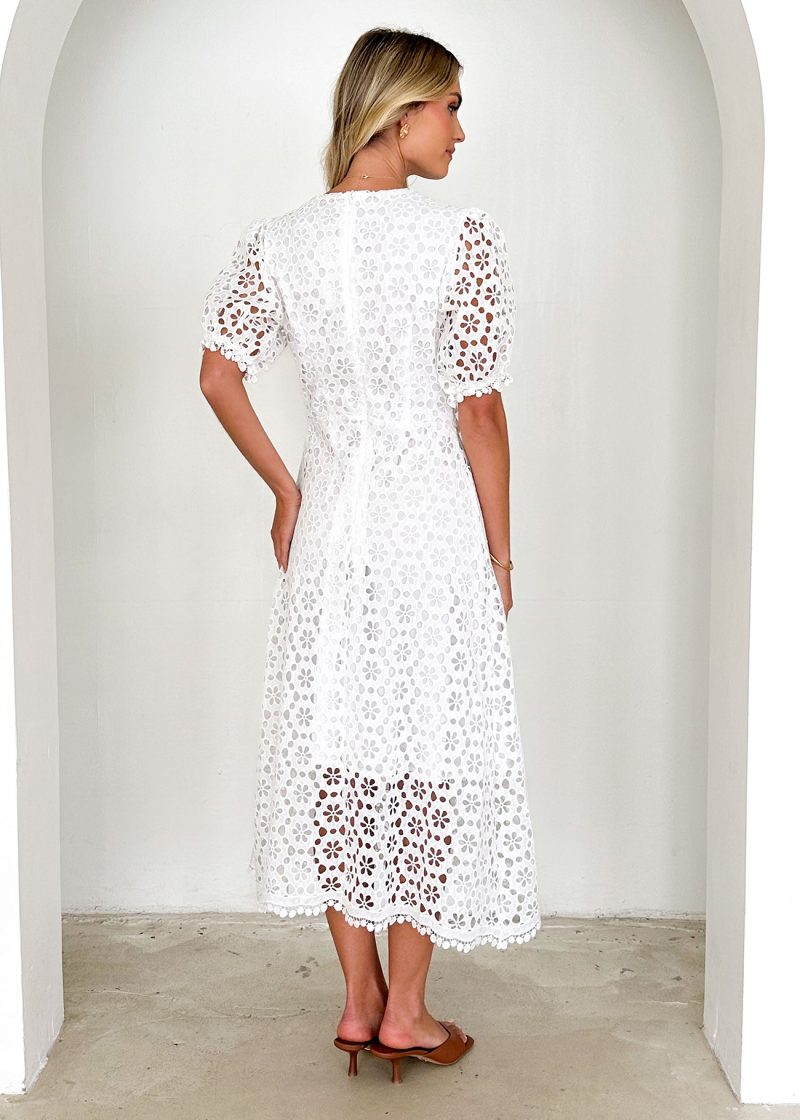 Sexy V-Neck Solid Lace Hollow-Out Maxi Dress - Image 2