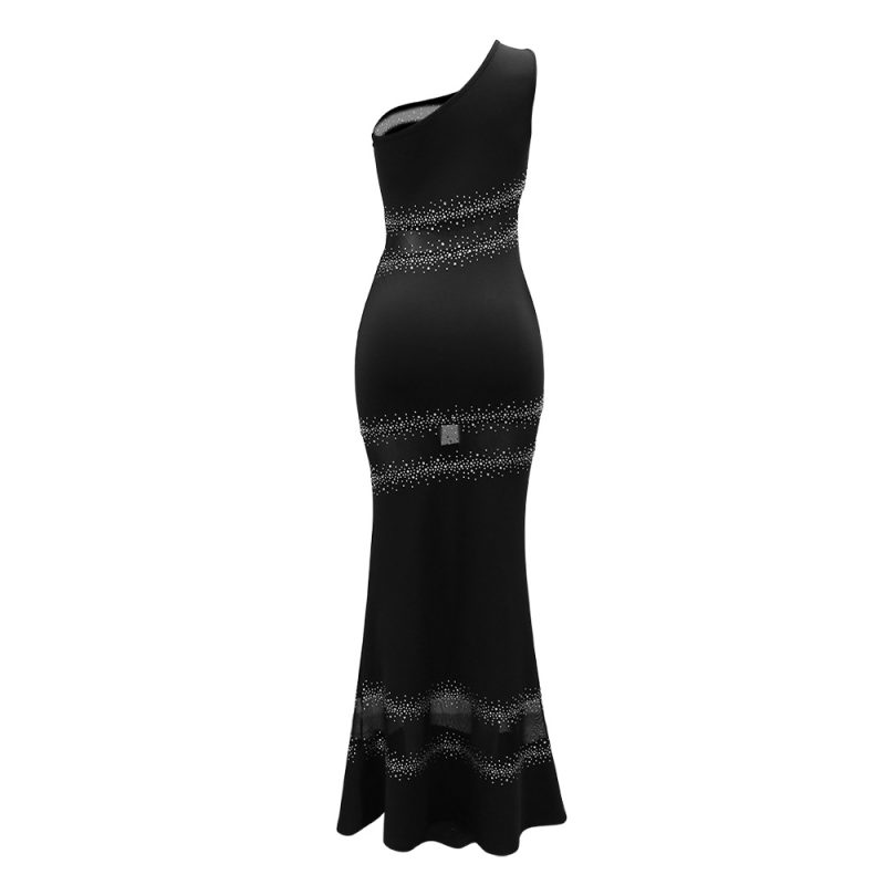 Sleeveless Mesh Stitching Solid Color Dress - Image 4