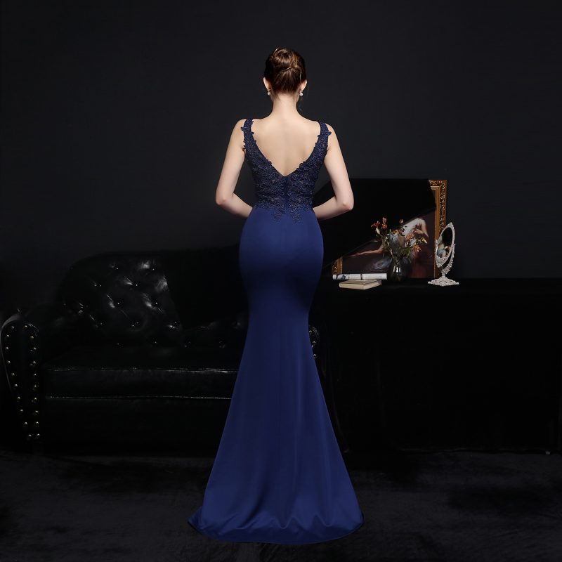 European Lace Diamond Fishtail Evening Toast Dress - Image 2