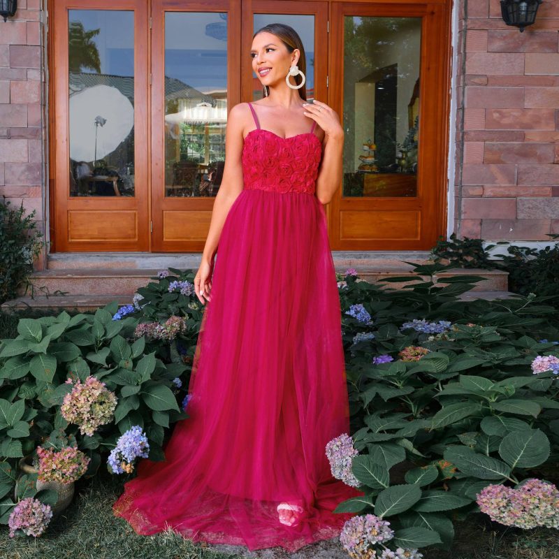 European French Off-Shoulder Mesh Holiday Dress - Image 2