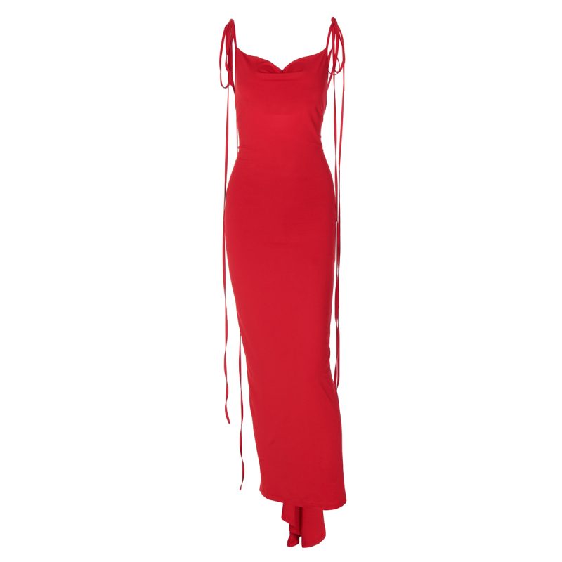 Best-Selling Summer Backless Pleated Lace-Up Maxi Dress - Image 4