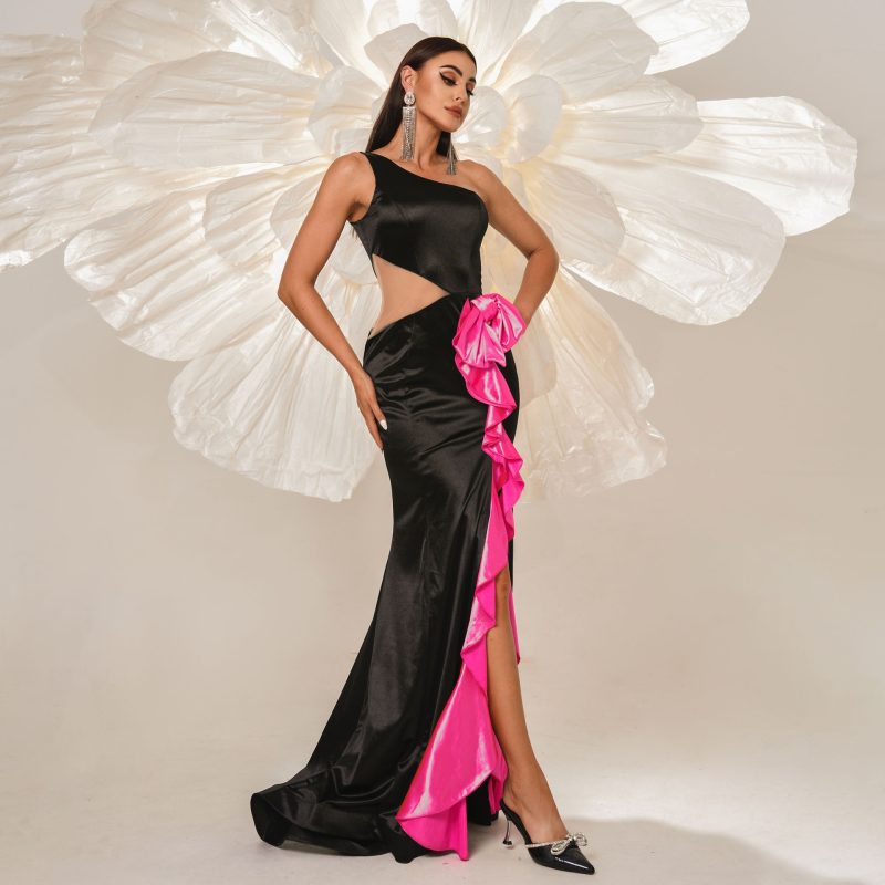 High-End One Shoulder Elegant Evening Dress - Image 2