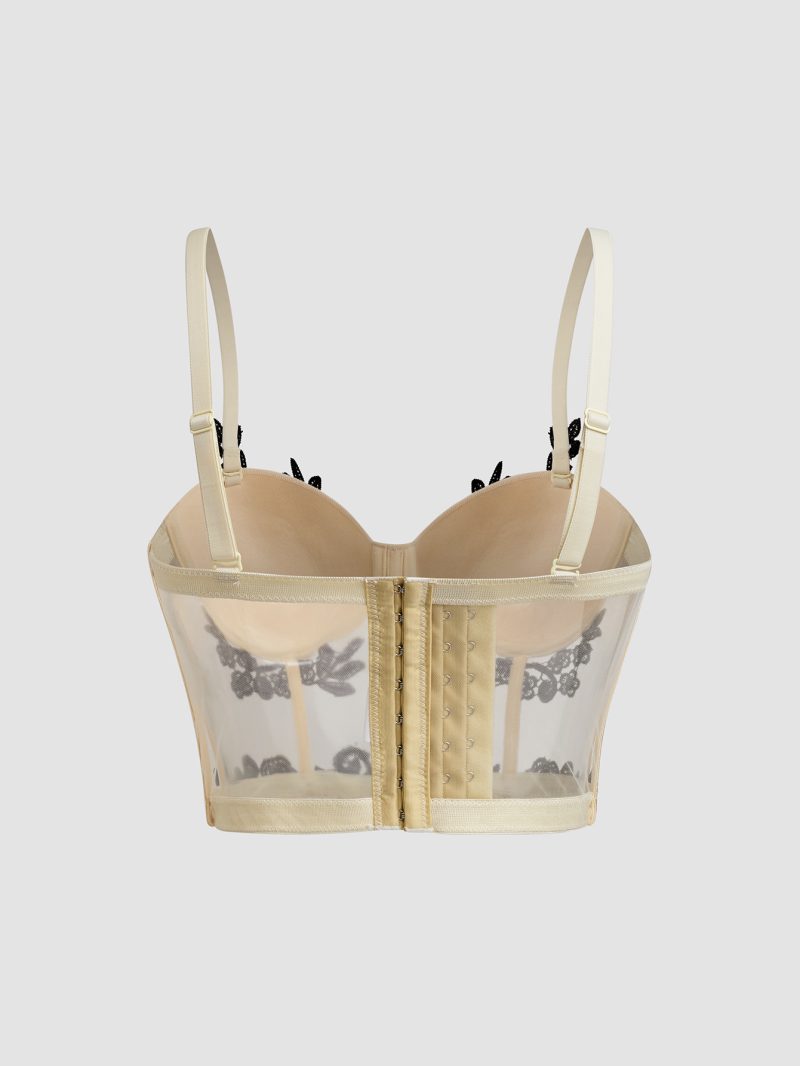 Slim Fit Lace Embroidered Floral Mesh Corset - Image 3