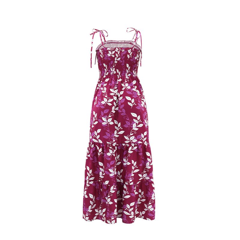 Casual Printed Off Shoulder Vacation Sling Dress - Image 3