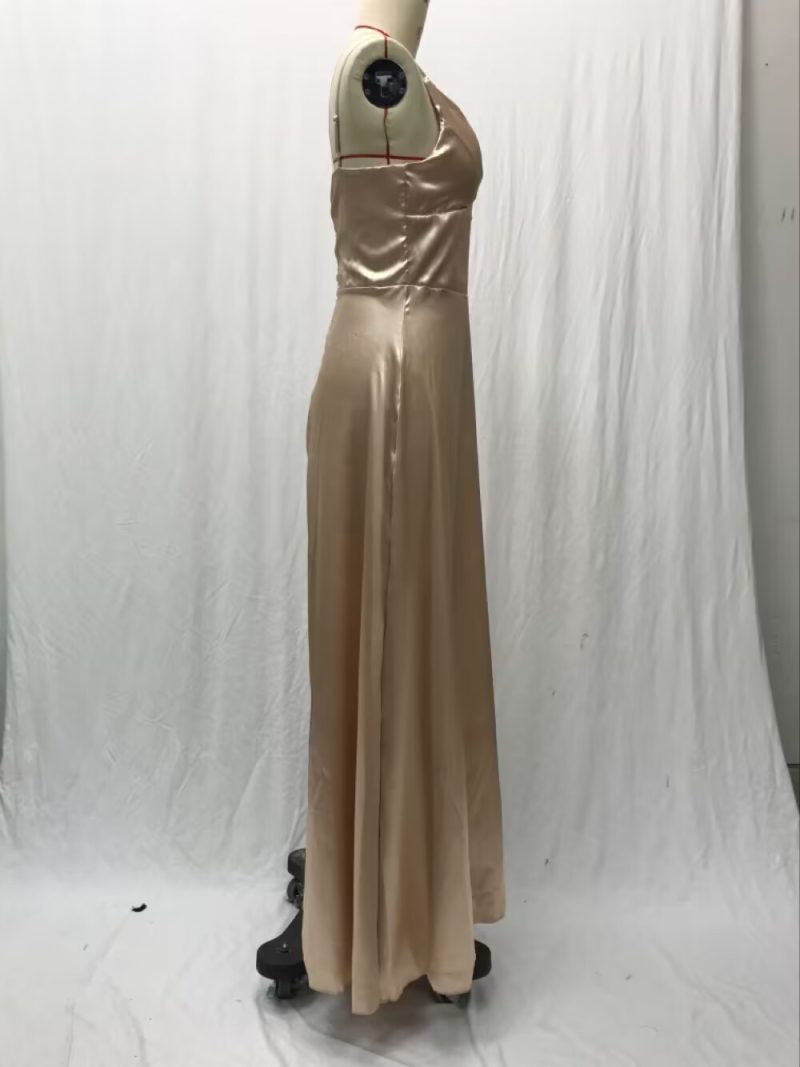 Sexy V-Neck Sleeveless Solid Color Evening Dress - Image 4