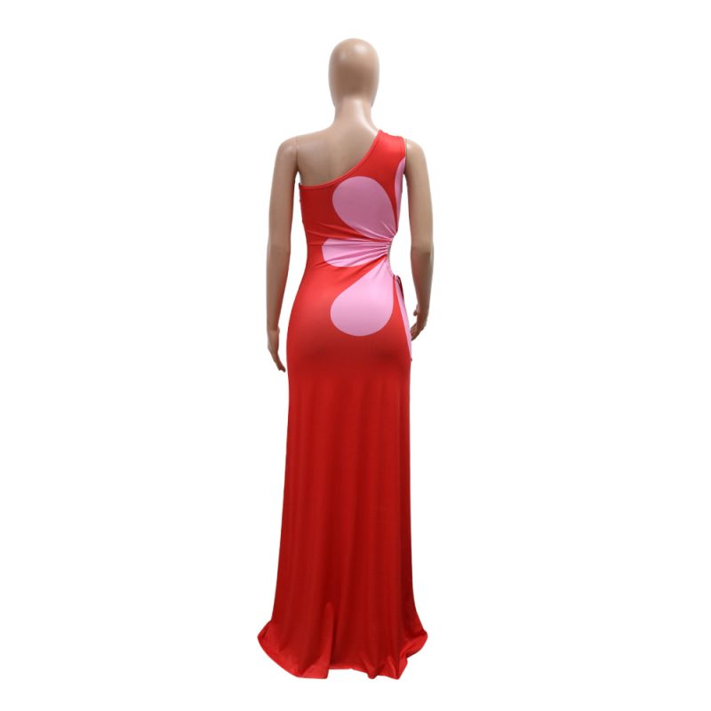 Shoulder Cutout Printed Slim Sexy Dress - Image 3