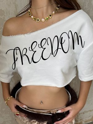 Street Style Sexy Letter Graphic Cutout T-Shirt