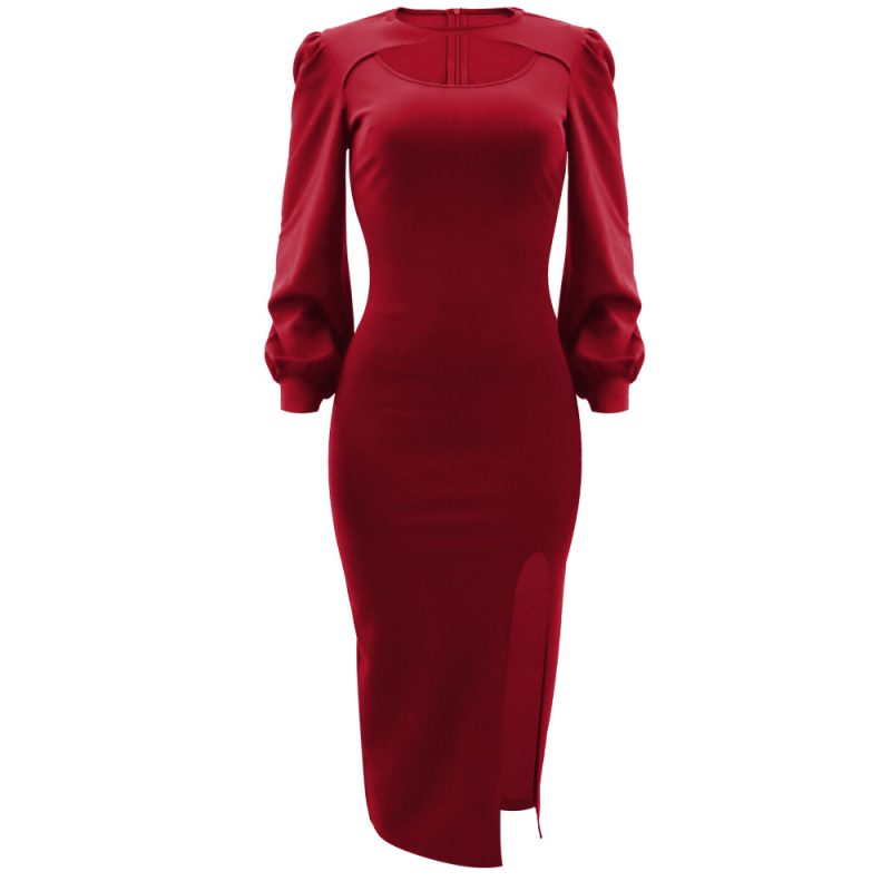 Spring Summer Elegant Split Sheath Dress - Image 3