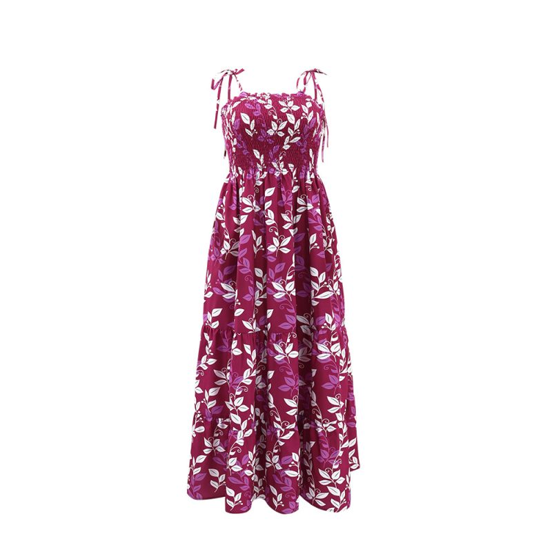 Casual Printed Off Shoulder Vacation Sling Dress - Image 2