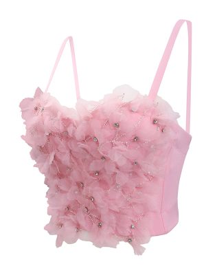 Sexy Diamond Boning Floral Cropped Corset