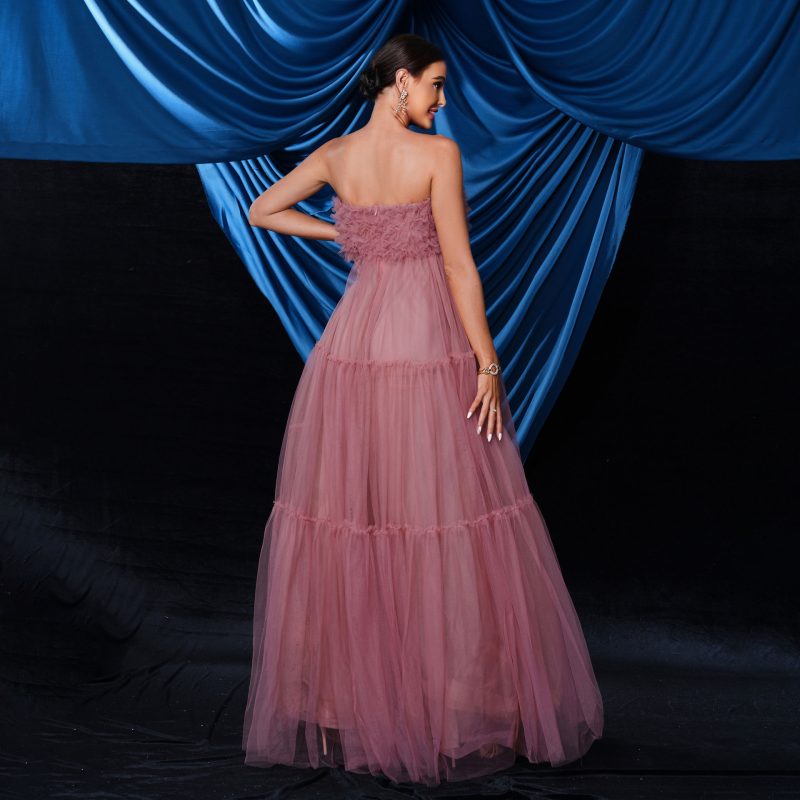 Elegant Sleeveless Off-Neck Mesh Swing Dress - Image 4