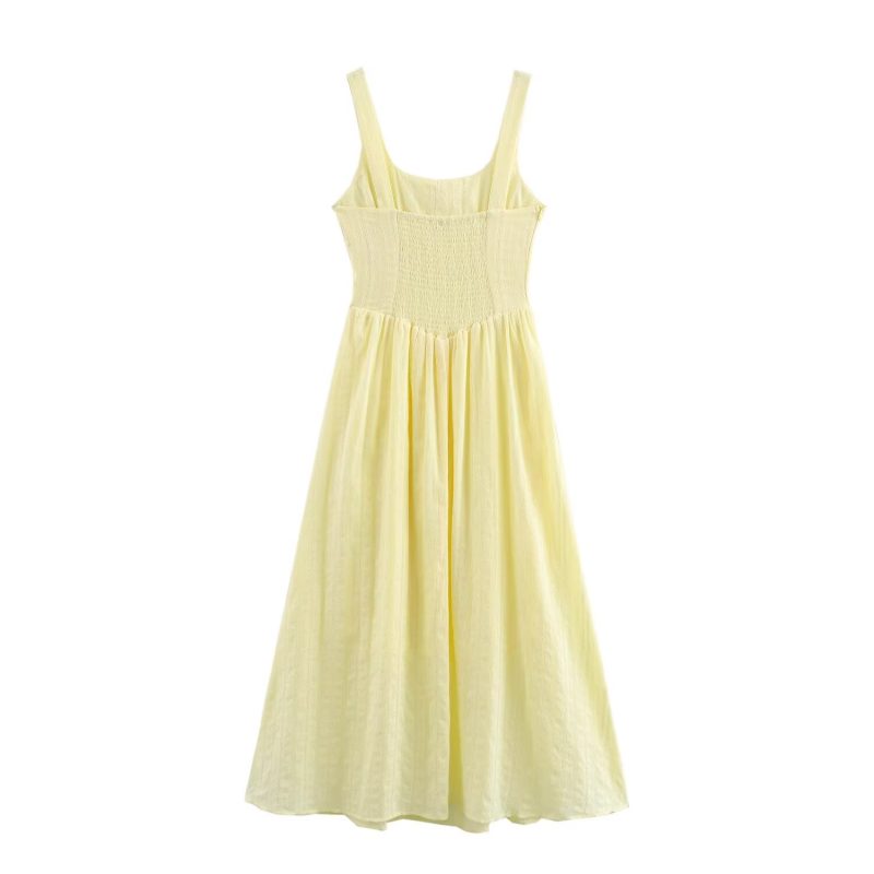 Chest-Tied Spaghetti Strap Texture Dress - Image 2