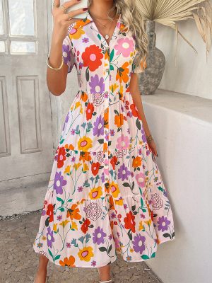 Bohemian High Waist Geometric Summer Holiday Dress