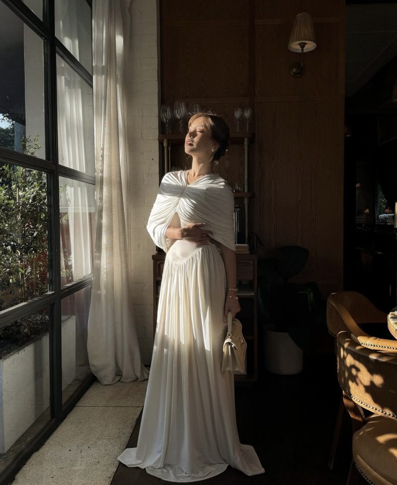 Pleated V-Neck High Waist Maxi Dress - Image 2