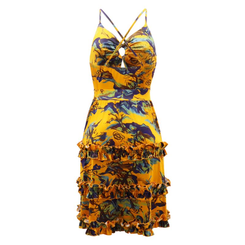 Deep V Plunge Sexy Backless A-Line Dress - Image 3