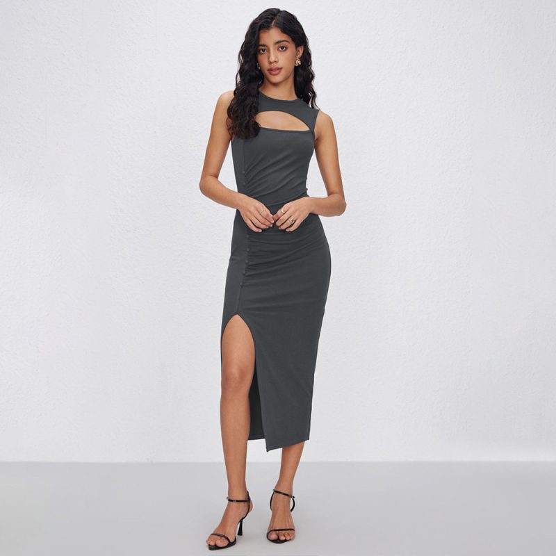 Sneaky Side Split Hollow Out Sexy Dress