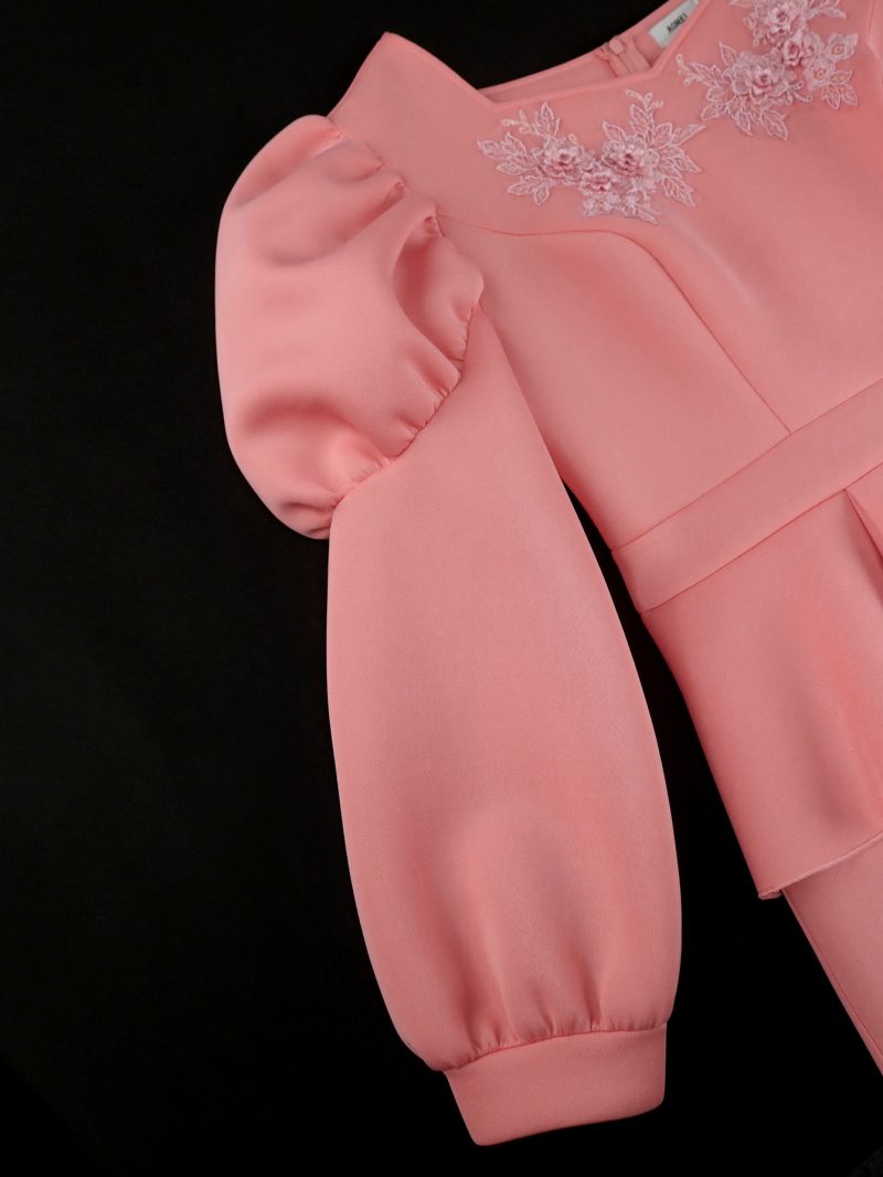 Elegant Embroidery Lantern Sleeve Ruffled Party Dress - Image 2