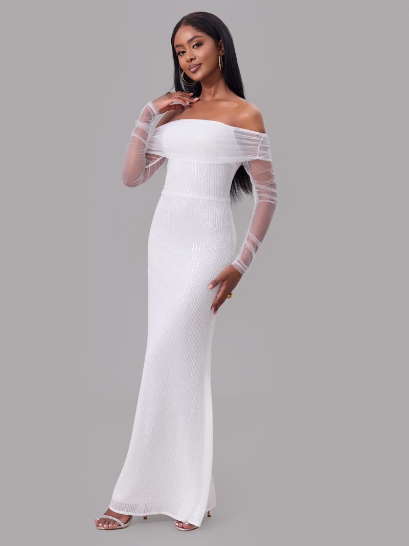 Sexy Spring Off-Shoulder Mesh Maxi Dress - Image 2