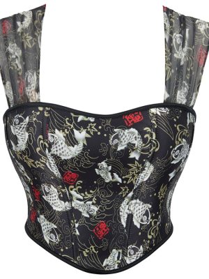 Women’s Fish Pattern Corset Tube Top with Steel Ring