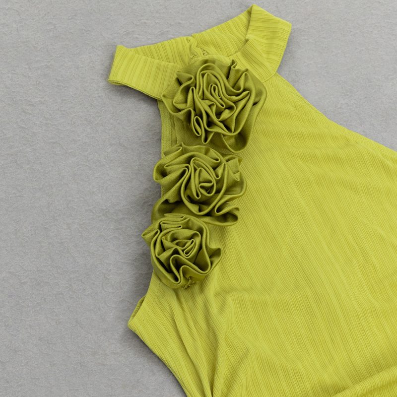 Vintage Floral Halter Pleated Summer Dress - Image 4