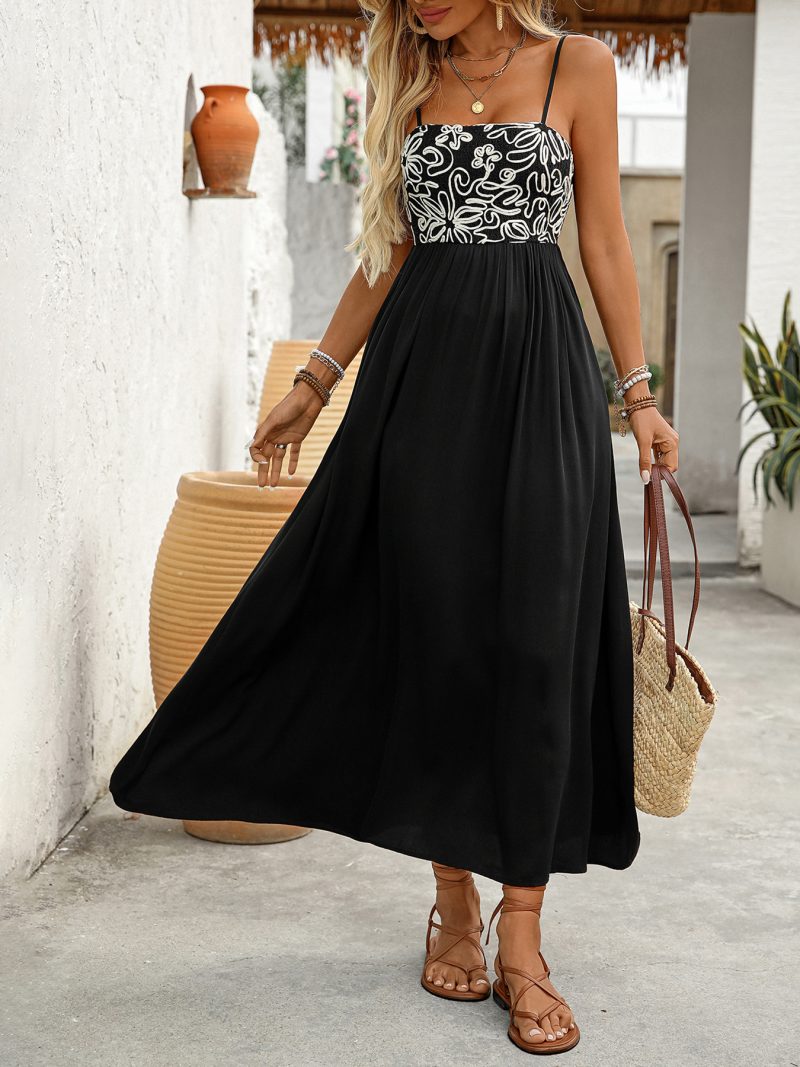 Summer Elegant Slim Fit Embroidered Sling Maxi Dress - Image 3
