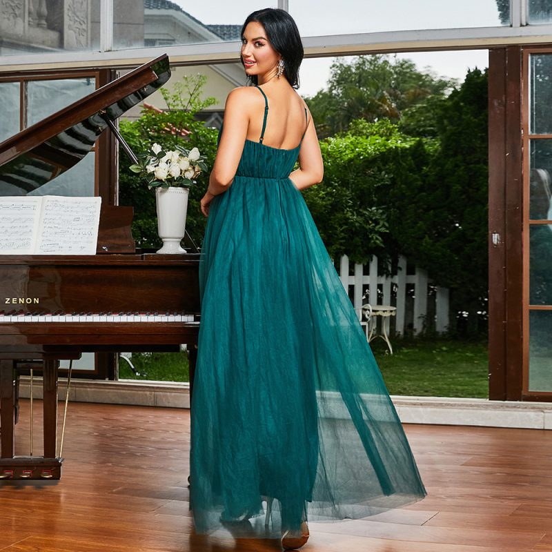 Elegant Spaghetti Strap Slim Fit Maxi Dress - Image 3
